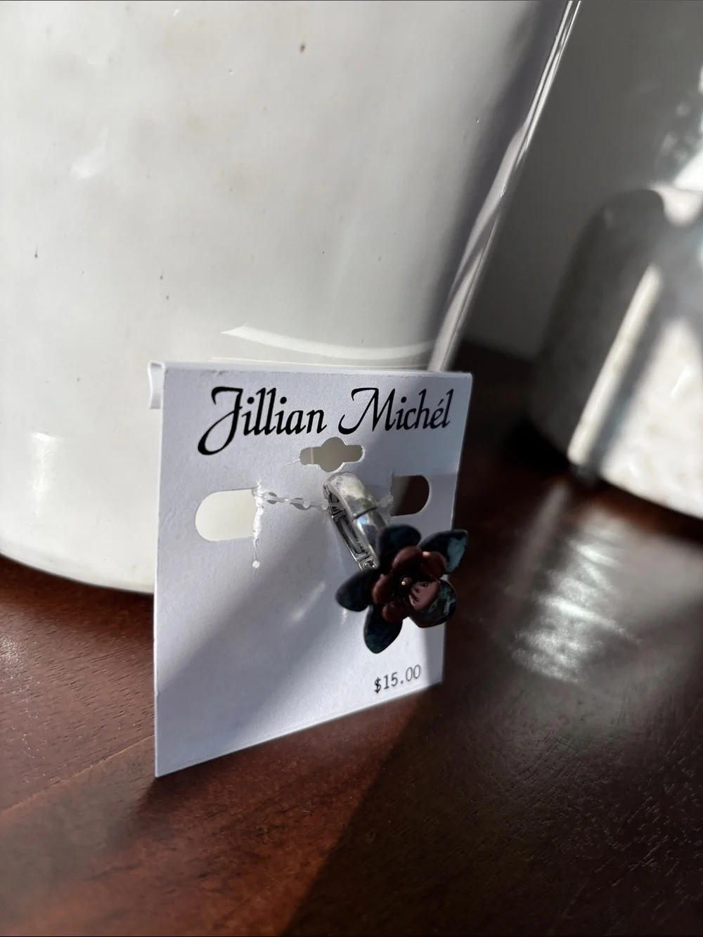 Jillian Miche Turquoise & Coppertone patina Flower stretch  ring